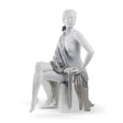 Statuina Donna con Scialle Lladrò porcellana bianca opaca dettagli argento