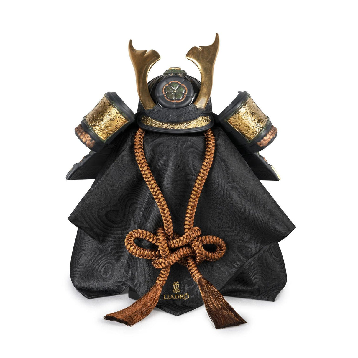 Elmo Samurai Lladrò in porcellana opaca con dettagli in oro 35x35 cm