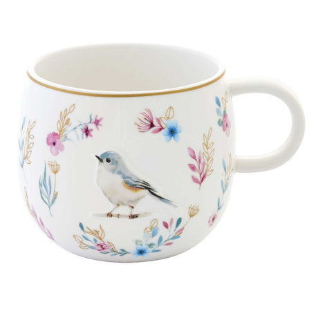 Tazza mug Fancy Garden Easy Life in porcellana con decoro uccellino 400 ml