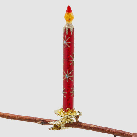 Addobbo candela EDG Enzo De Gasperi in resina rossa 18 cm