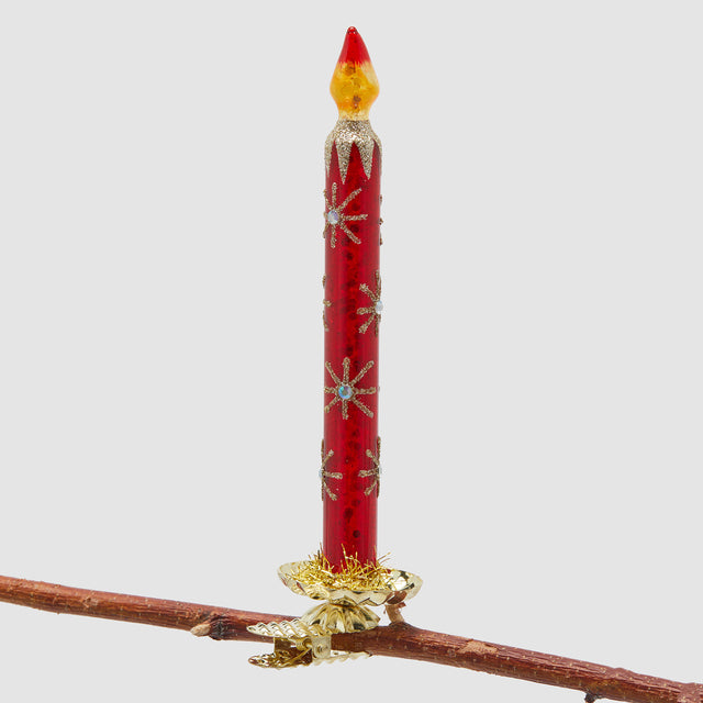 Addobbo candela EDG Enzo De Gasperi in resina rossa 18 cm
