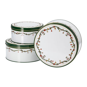 Set 3 scatole per biscotti Hutschenreuther in latta con decori natalizi
