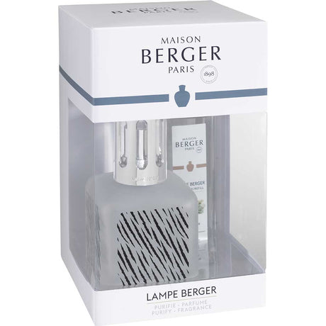 Lampada catalitica Lampe Berger in vetro laccato bianco e nero 13 cm