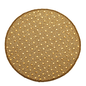 Tovaglietta rotonda Palais Royal in tessuto con ricami oro 35 cm