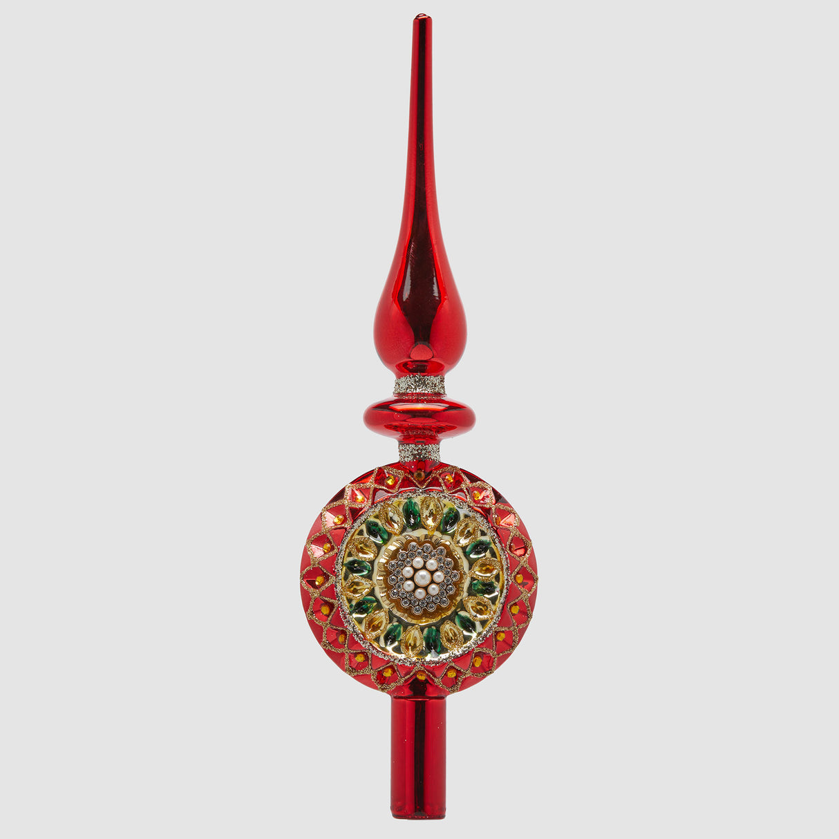 Puntale per albero di Natale EDG in vetro rosso stile vintage 29x9 cm