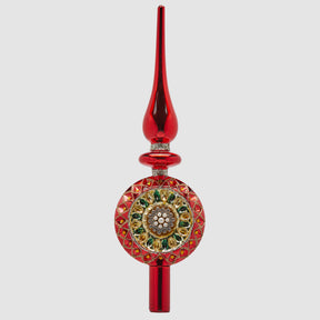 Puntale per albero di Natale EDG in vetro rosso stile vintage 29x9 cm