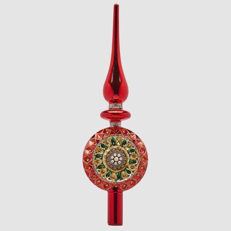 Puntale per albero di Natale EDG in vetro rosso stile vintage 29x9 cm