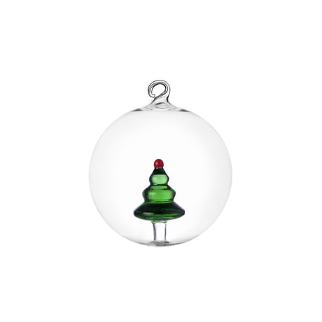Pallina di Natale Ichendorf in vetro borosilicato con albero 8 cm