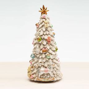 Albero di Natale carillon Noel in resina con stella dorata 22 cm
