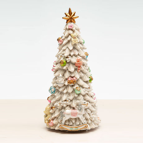 Albero di Natale carillon Noel in resina con stella dorata 22 cm