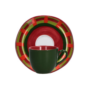 Tazza caffè con piattino Rose & Tulipani in porcellana decoro natalizio