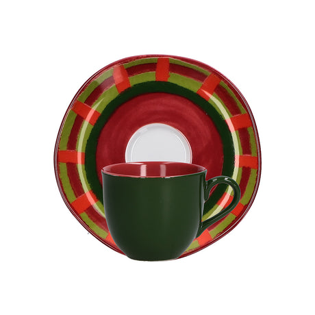 Tazza caffè con piattino Rose & Tulipani in porcellana decoro natalizio
