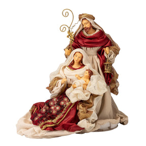 Natività Noel in tessuto rosso altezza 36 cm decorazione natalizia