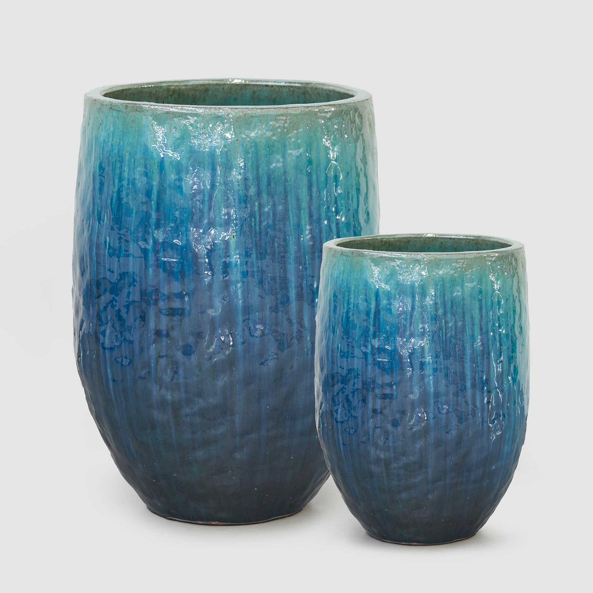 Vaso porta piante Saigon EDG in ceramica blu acqua 52x38 cm
