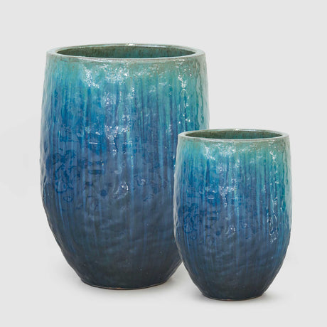 Vaso porta piante Saigon EDG in ceramica blu acqua 52x38 cm