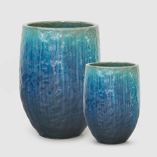 Vaso porta piante Saigon EDG in ceramica blu acqua 52x38 cm