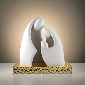 Presepe stilizzato Bongelli Preziosi in resina bianca e base oro 14x13 cm