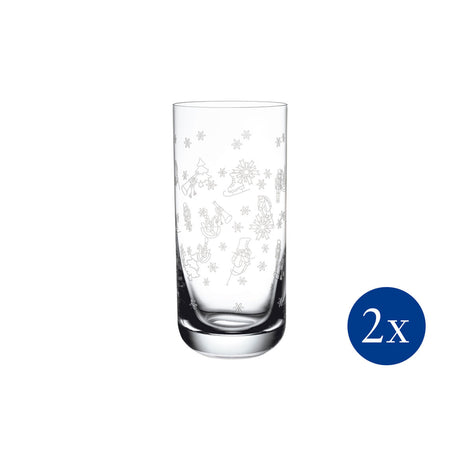 Set 2 bicchieri long drink Villeroy & Boch cristallo decoro natalizio