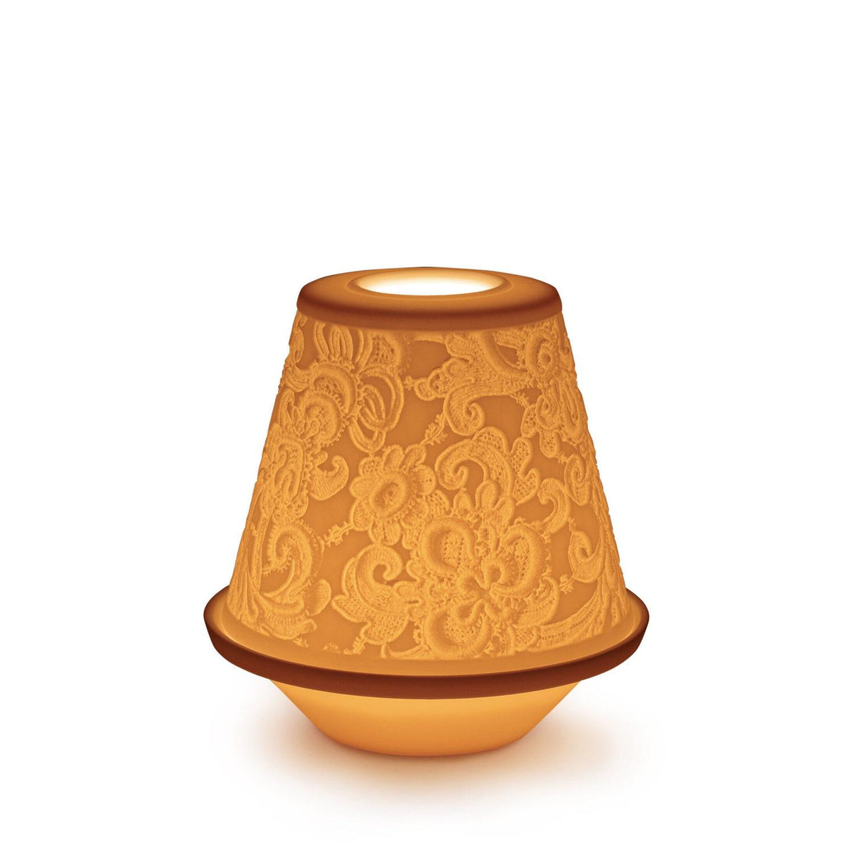 Lampada Litofania Pizzo Lladrò in porcellana con decori 11x10 cm