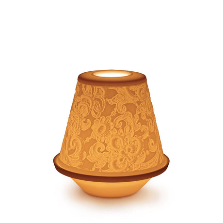 Lampada Litofania Pizzo Lladrò in porcellana con decori 11x10 cm