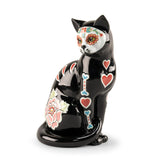 Statuetta gatto Catrina Lladrò in porcellana decorata 31x17 cm