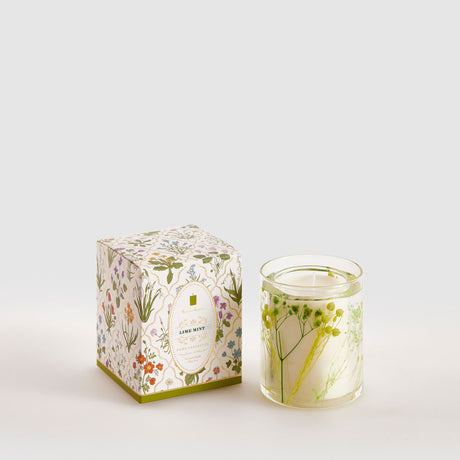 Candela profumata Florette EDG in vetro con decoro floreale 9 cm