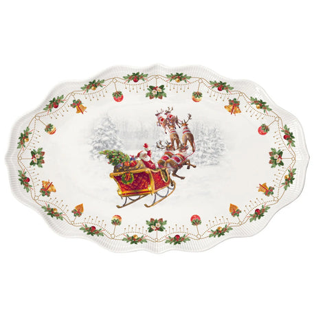 Vassoio ovale Easy Life in porcellana decoro Babbo Natale 40x25,5 cm