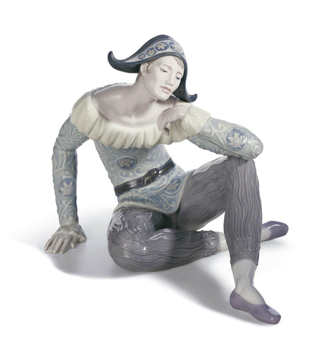 Statua Uomo Nostalgia Lladrò in porcellana lucida 33x26 cm