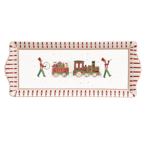Vassoio Polar Express Easy Life in porcellana decorata 35x15 cm