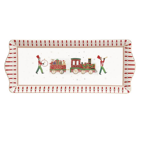 Vassoio Polar Express Easy Life in porcellana decorata 35x15 cm