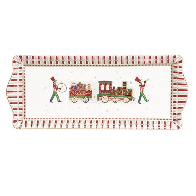 Vassoio Polar Express Easy Life in porcellana decorata 35x15 cm