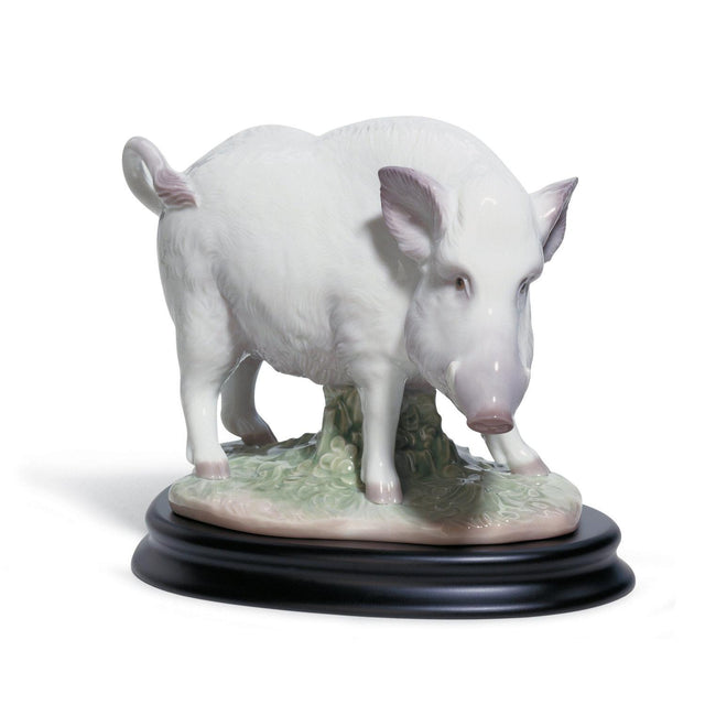 Statuetta Cinghiale Lladrò in porcellana decorata 15x19 cm