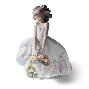 Statuina Fiori Silvestri Lladrò in porcellana lucida decorata 26x21 cm