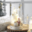 Bicchiere natalizio Mascagni Casa con Babbo Natale e luci LED 9x18 cm