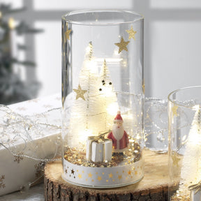 Bicchiere natalizio Mascagni Casa con Babbo Natale e luci LED 9x18 cm