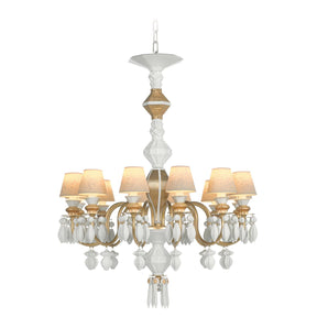 Lampadario Belle De Nuit Lladrò in porcellana color oro 100x65 cm
