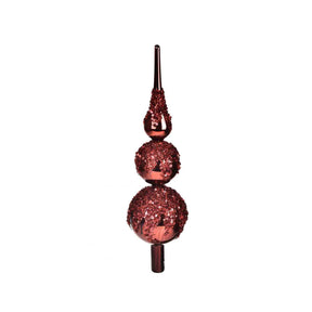 Puntale per albero Bianchi Dino in vetro rosso con glitter 30 cm