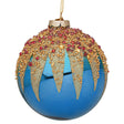 Pallina di Natale Bizzotto in vetro blu con decoro firework 10 cm