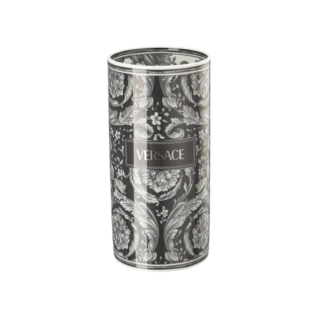 Vaso Barocco Haze Versace in porcellana nera decorata 24 cm