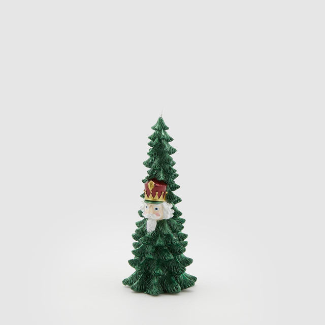 Candela albero di Natale con soldatino EDG in cera decorata 21 cm