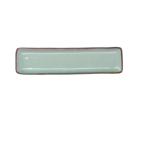 Vassoio rettangolare Rose & Tulipani in stoneware con bordo dorato 32x8 cm