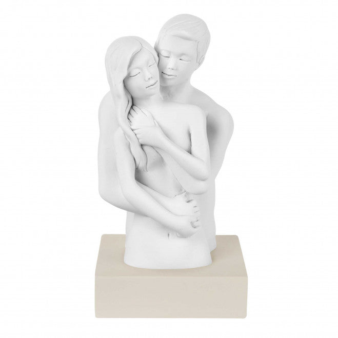 Scultura innamorati Bongelli Preziosi in marmorino color nocciola 15 cm