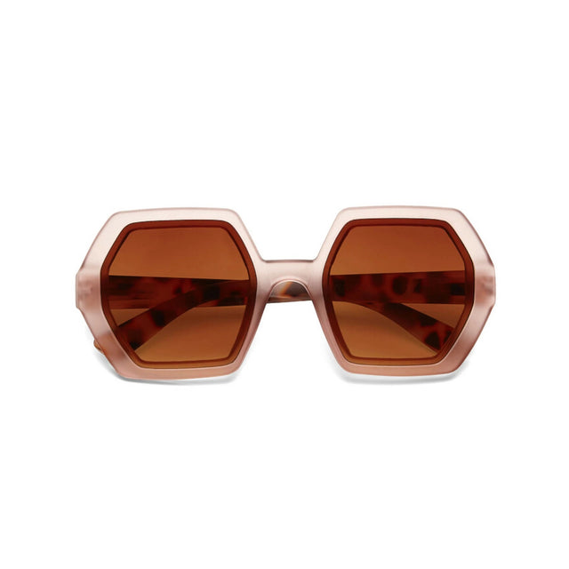 Occhiali da sole Emma Okkia montatura esagonale rosa avana soft touch