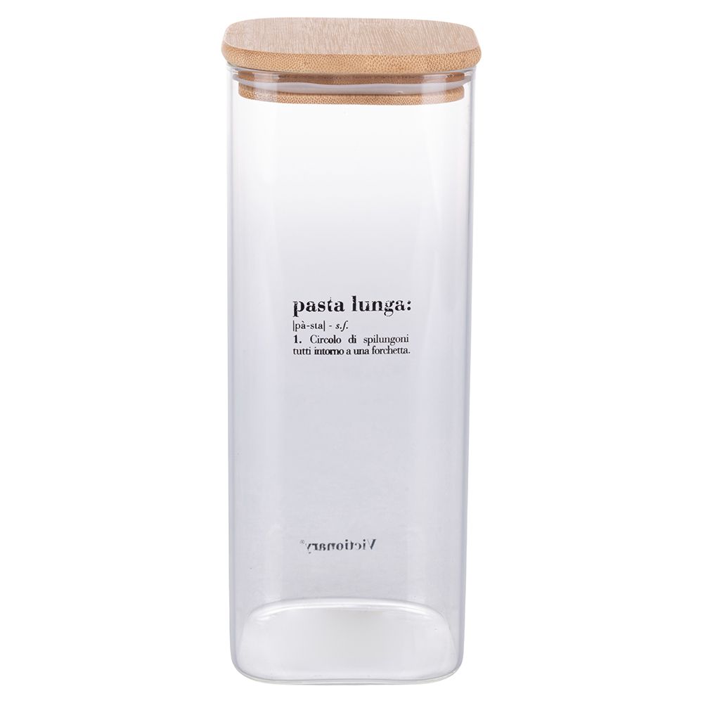 Barattolo pasta lunga Villa D'Este in vetro con coperchio in bambù 26 cm