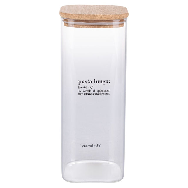 Barattolo pasta lunga Villa D'Este in vetro con coperchio in bambù 26 cm