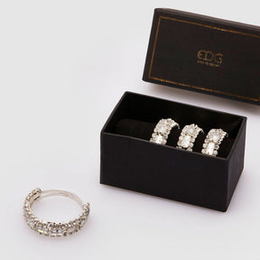 Set 4 portatovaglioli EDG in metallo argento con brillanti 4 cm