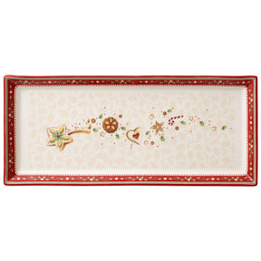 Piatto torta rettangolare Villeroy & Boch in porcellana decorata 39x17 cm