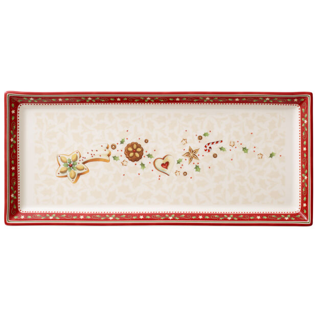 Piatto torta rettangolare Villeroy & Boch in porcellana decorata 39x17 cm