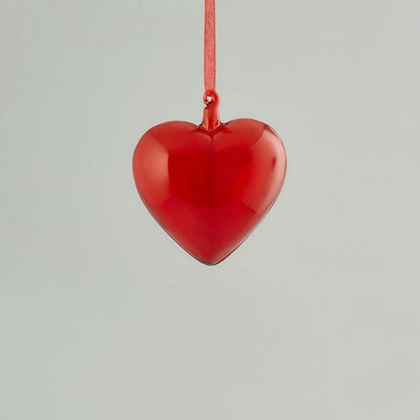 Addobbo cuore EDG in vetro rosso 10 cm per albero di Natale