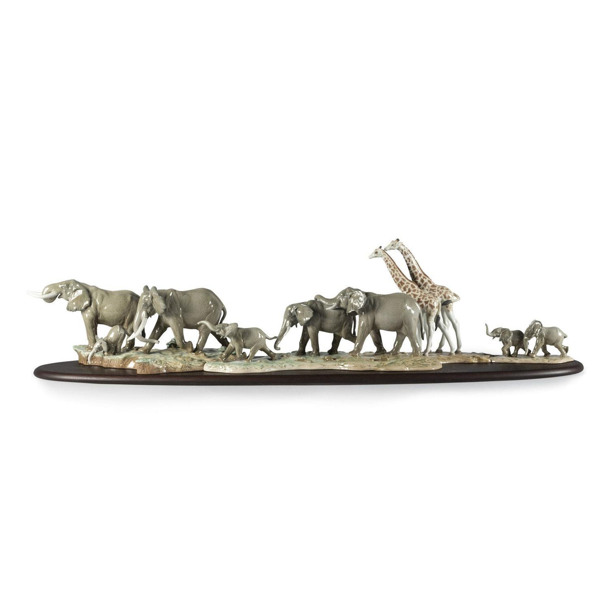 Scultura Savana Africana Lladrò in porcellana decorata 120x29 cm